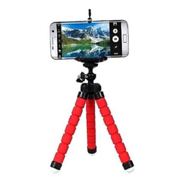 Imagem de Mini Tripé Flexível Suporte Para Celular E Câmera - Vermelho - Selfie 