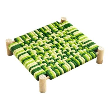 Imagem de Fxzqgnh Cama Elevada de Madeira para Gatos, Estilo Rede, Ideal para Animais de Estimação. Móvel Aconchegante para Gatos, Perfeito para Usar No Chão. Espreguiç, Verde