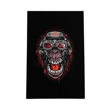 Imagem de Quadro Macaco Monkey Vermelho Decorativo Canvas 60X40Cm - Plimshop