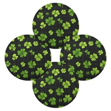 Imagem de ATTX Jogo americano redondo de trevos verdes do dia de São Patrício para mesa de jantar, jogo americano de decoração do dia de São Patrício, tapetes para mesa de cozinha para 4#254