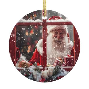 Imagem de Ornamentos de cerâmica para decoração vermelha de Papai Noel, para homens, mulheres, casais, pais, amigos, presente para casa, férias, arte, Natal, decoração de interiores de carro, enfeite de