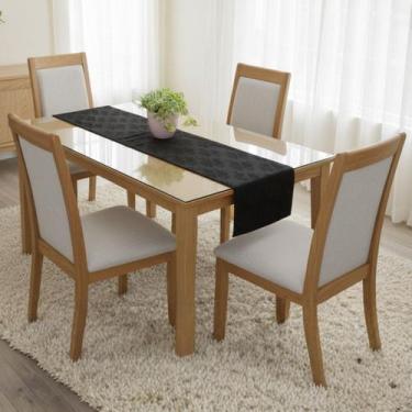 Imagem de Caminho de Mesa Trilho 1,20m Jacar Liso Passadeira Cozinha COR:PRETO -