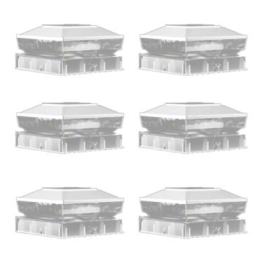 Imagem de KEILAIMO Luzes solares com tampa de poste de cerca à prova d'água, luzes solares para postes de madeira/vinil, 4 x 4/5 x 5, luz branca quente para varanda de pátio de jardim, branco puro, pacote com 6