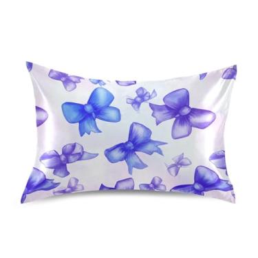 Imagem de SEHANY Capas de almofada de seda com laço roxo para cabelo e pele, capas de almofada de cetim respiráveis macias e refrescantes com fecho de envelope, tamanho king (50 x 66 cm)