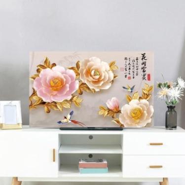 Imagem de Capa de TV interna, capa de proteção para exibição de TV flor/pintura de paisagem, protetor de tela para pendurar/desktop/tela LCD curvada LED - Tipo 06||49-52 polegadas