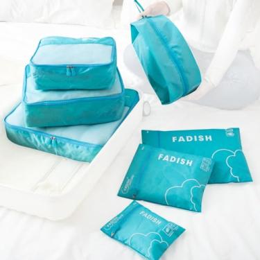 Imagem de Conjunto de 7 Bolsas Organizadoras Viagem para Armazenamento Mala Roupas Sapatos Classificados Organizador Bagagem Portátil Kit Saco Arrumar Embalagem