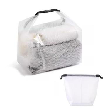 Imagem de Bolsa de armazenamento de cosméticos com separação seca e úmida, bolsa de lavagem, bolsa de mão, bolsa de armazenamento portátil, estilo simples, adequada para viagens, fitness, natação, rafting ao ar