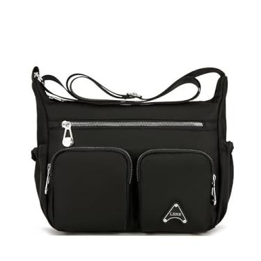 Imagem de Bolsas transversais femininas bolsa de ombro espaçosa com vários bolsos bolsa de trabalho e casual feminina transversal, Preto, Bolsa tiracolo feminina