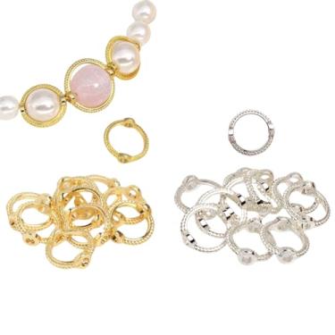 Imagem de 100 peças de 6,5 mm/0,26 polegadas com furo duplo, molduras redondas de contas de metal, conectores de elos de contas, espaçador de berloques para brinco, pulseira, colar, fabricação de joias (ouro +