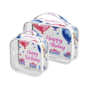 Imagem de xigua Balões de aniversário aquarela bolsa de maquiagem para mulheres, bolsa de cosméticos de viagem, bolsa de higiene portátil à prova d'água para viagens, férias, organização de banheiro