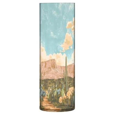 Imagem de CEBUGI Vaso de flores deserto com cacto 10 x 30 cm, vaso cilíndrico para flores, vaso transparente inquebrável para festa de casamento, decoração de casa