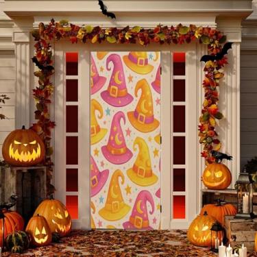Imagem de Wassud Chapéus de bruxa caprichosos para decoração de porta banner interno externo decoração de casa de varanda grande decoração de porta da frente 96 x 98 polegadas