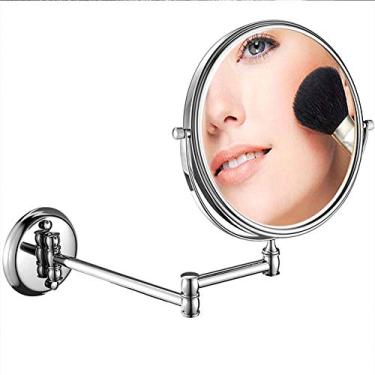 Imagem de YYBOES Espelho de maquiagem montado na parede com ampliação de 3x, espelho de maquiagem para banheiro, rotação giratória de 360 graus com visão livre de distorção, braço extensível, redondo, sem luz