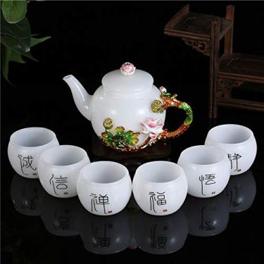 Imagem de Conjuntos de chá de cerâmica, conjunto de café da China, conjunto de chá, conjunto de chá de porcelana, chávenas de chá de flor, esmaltado, exclusivo, borboleta, rosa, conjuntos de chá de cerâmica