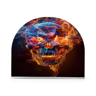 Imagem de Porta-guardanapos de caveira de chama para mesas, porta-guardanapos de Halloween para cozinha, porta-guardanapos de mesa, porta-guardanapos de coquetel, porta-guardanapos de papel921
