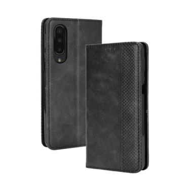 Imagem de Capa flip de couro para SHARP Aquos Zero5G basic,Flip magnético retro,Caso de telefone de couro PU,Design de carteira com 3 slots de cartão e 1 clipe de dinheiro -Black