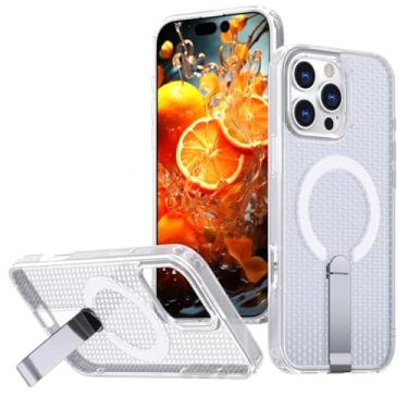 Imagem de IRTGFG Capa magnética com dissipação de calor e resfriamento para iPhone 16E, à prova de choque, com suporte oculto (para iPhone 16E/branco)