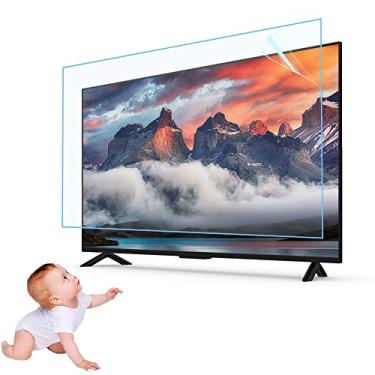 Imagem de Protetor de tela de TV antiluz azul de 32-75 polegadas, reduz o reflexo/antiluz solar/filme antirarranhões, superfície fosca antipoeira e antiimpressões digitais, cobertura total alivia a tensão
