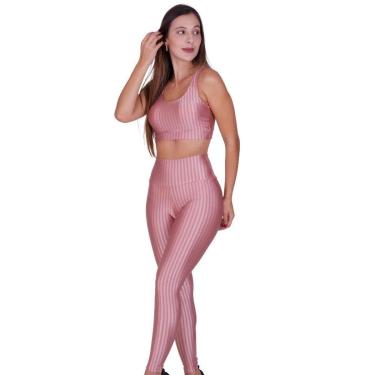 Imagem de Conjunto Calça Legging e Top com Bojo Removível 3D Academia Fitness Barbara-Feminino