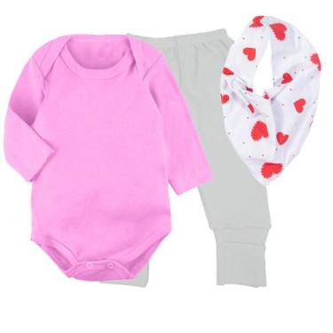Imagem de Kit 3 Pçs Roupinhas Bebê Body e Mijão e Babador Bandana - Koala Baby, 