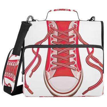 Imagem de STAYTOP Fichário com zíper Red Rhoes com 3 anéis e alça de ombro, anéis D de 3,8 cm, material escolar e de escritório