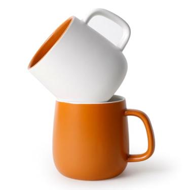 Imagem de ZEBERBO Conjunto de canecas de cerâmica, conjunto de xícaras de café de porcelana, canecas de chá esmaltadas especiais com alça para chá, latte, café, leite, seguro para micro-ondas e lava-louças