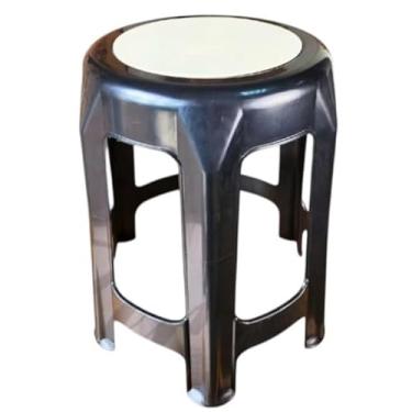 Imagem de Kit com 05 Bancos de Plástico Resistente Reforçado com 6 Pés - Solução Definitiva de Estabilidade para Grandes Reuniões e Churrascos em Família(Preto)