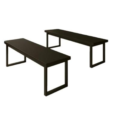 Imagem de Conjunto Bancos Estilo Industrial MDF e banco para área externa Estilo Minimalista para Casa, Cafeteria e Escritório(Preto/Preto)