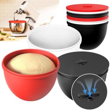 Imagem de Forros de tigela de silicone para misturadores KitchenAid de 5 QT (conjunto de 3 peças) - Tampa de orifício de fermentação ajustável, substituição rápida