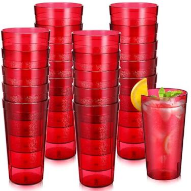 Imagem de Sieral Pacote com 24 copos de plástico reutilizáveis, copos empilháveis, copos de bebida, restaurante, copos de bebida, antiderrapante, resistente à quebra, copo de água para cozinha, café, bar, festa