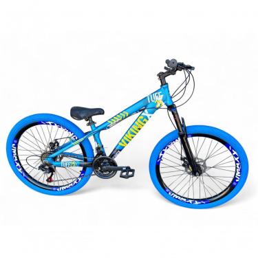 Imagem de Bicicleta Aro 26 Vikingx Tuff Freeride 21v Aro Vmaxx Freio A Disco Garfo Suspensão Pneu Flame Azul-preto X25