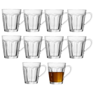 Imagem de Jogo 10 Xícara De Chá Café Belle Epoque Vidro Resistente Transparente 180ml Lyor