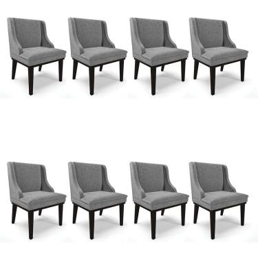 Imagem de Kit 08 Cadeiras De Jantar Grafite A26 Base Madeira Preto