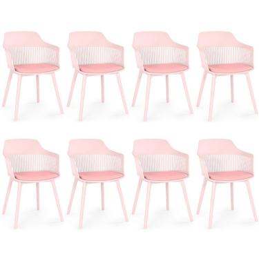Imagem de Kit 8 Cadeiras De Jantar Estofada Marcela - Rosa