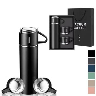 Imagem de Conjunto Garrafa Térmica Vacuum Flask Set 500ml Com 3 Xícaras MS702 - 