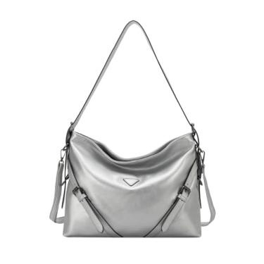 Imagem de Lenna's Hobo Bag Bolsa Transversal Tamanho Grande Casual Fashion Metalizada Prata