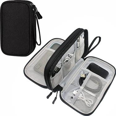 Imagem de Organizador de Viagens Acessórios Eletrônicos Bolsa Transporte Estojo Técnico para Celular Cartões SD Cabos Power Bank Fone Ouvido Canetas com Design em Camadas Oxford Leve Portátil