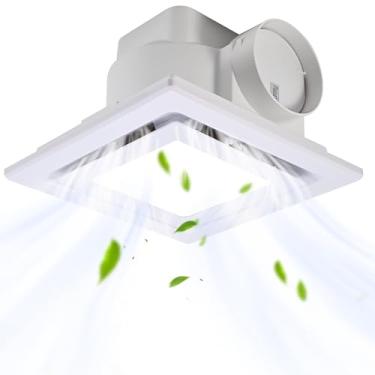 Imagem de FEITON Exaustor de banheiro com luz, suporte de teto, 110 CFM 1.0 Sones 1.0 duto de 10 polegadas, combo de luz de ventilador de banho quadrado silencioso, ventilador de chuveiro com luz