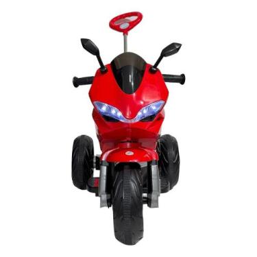 Imagem de Moto Elétrica Infantil New Race Vermelha Com Empurrador - Unitoys