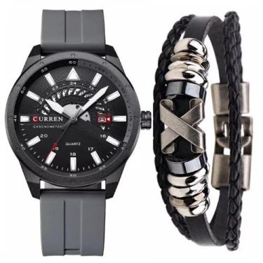 Imagem de Relógio Esportivo Curren Masculino Luxo Analógico + Pulseira