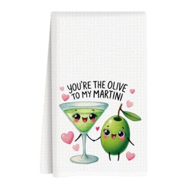 Imagem de ASDFKVFR Toalhas de cozinha para o dia dos namorados, decorações de dia dos namorados, presente para ela, namorado, namorada, trocadilho engraçado, toalhas de prato de oliva e martini, toalha de mão