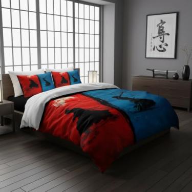 Imagem de CCoutueChen Conjunto de edredom japonês, tamanho Queen, lua para homens adultos com 2 fronhas/90 x 90