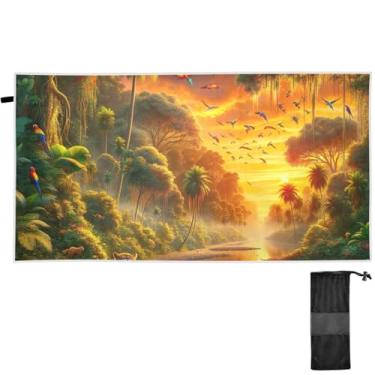 Imagem de TSENQUE Tigre Animais Tropicais Paisagem Toalhas Grandes Toalhas de Areia Grandes para Praia À Prova de Areia Lindas Toalhas de Secagem Rápida para Praias Presentes de Praia para Mulheres Amigas 180 x