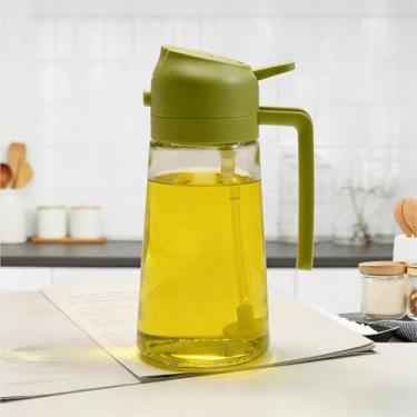 Imagem de Pulverizador de azeite de oliva de vidro de 470 ml para cozinhar, frasco dispensador de azeite de oliva 2 em 1 para utensílios de cozinha e acessórios de fritadeira a ar, salada, churrasco