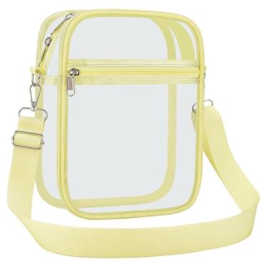 Imagem de USPECLARE Bolsa transparente transparente para estádio aprovada para homens e mulheres bolsa transversal transparente, Gema amarela, Mini