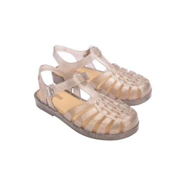 Imagem de Melissa Sandália feminina Possession Jelly – o sapato original Jelly, sandália de pescador com alça ajustável e fivela lateral, Brilho prateado bege, 38