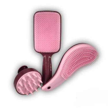 Imagem de flexível em forma de raquete de tênis, octopus, mágica de silicone para massagem do couro cabeludo(Açaí/Rosa Bebê)