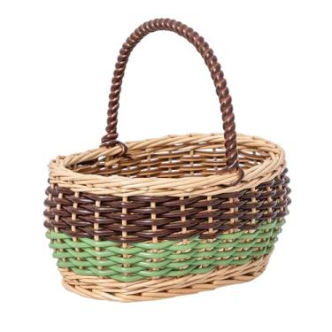 Imagem de JLKIMZVO Cesta de vime colorida feita à mão para piqueniques e decoração (24,5 x 18,5 x 11 cm, tamanho: grande)