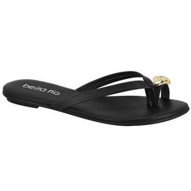 Imagem de Sandália Rasteira Feminina Beira Rio – Napa Ring Toe, Leve, Confortável e para Uso No Dia a Dia (Preto, BR, Adulto, Numérico, 37)