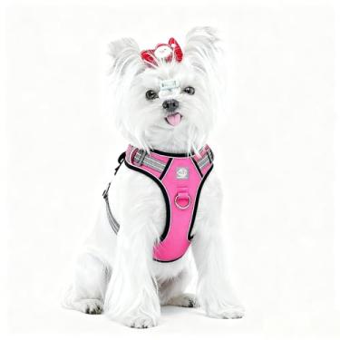 Imagem de Peitoral para cães – Enchimento refletivo ajustável com design fácil de colocar e fixação na coleira (P, rosa choque)